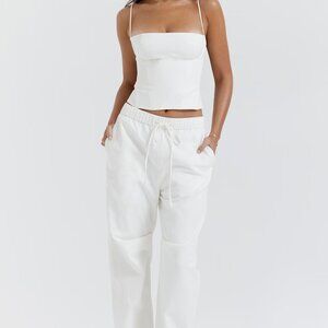 House of Cb Luna White Cargo Pants